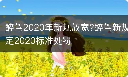 醉驾2020年新规放宽?醉驾新规定2020标准处罚