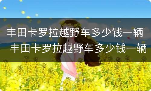 丰田卡罗拉越野车多少钱一辆 丰田卡罗拉越野车多少钱一辆新款