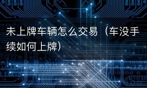 未上牌车辆怎么交易（车没手续如何上牌）