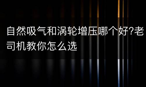 自然吸气和涡轮增压哪个好?老司机教你怎么选