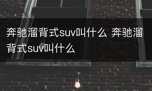 奔驰溜背式suv叫什么 奔驰溜背式suv叫什么