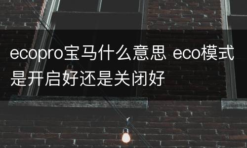 ecopro宝马什么意思 eco模式是开启好还是关闭好
