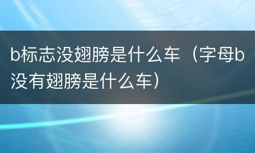 b标志没翅膀是什么车（字母b没有翅膀是什么车）