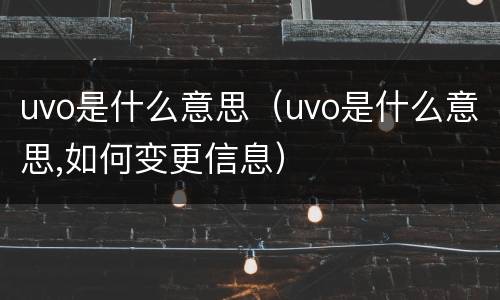 uvo是什么意思（uvo是什么意思,如何变更信息）