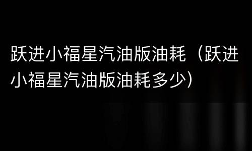 跃进小福星汽油版油耗（跃进小福星汽油版油耗多少）
