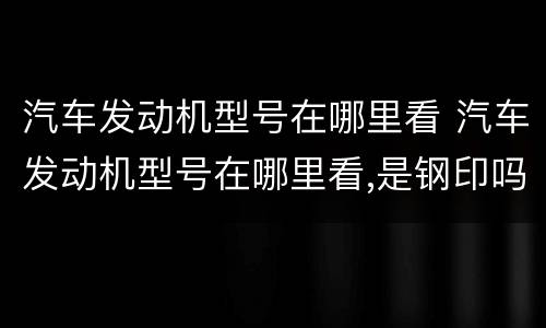 汽车发动机型号在哪里看 汽车发动机型号在哪里看,是钢印吗