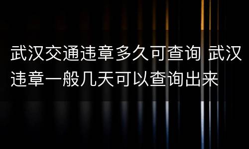 武汉交通违章多久可查询 武汉违章一般几天可以查询出来