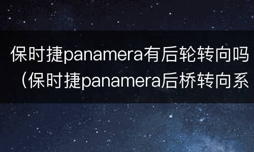 保时捷panamera有后轮转向吗（保时捷panamera后桥转向系统）
