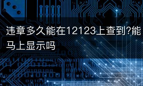 违章多久能在12123上查到?能马上显示吗