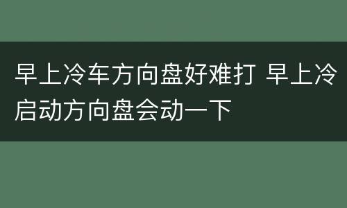 早上冷车方向盘好难打 早上冷启动方向盘会动一下