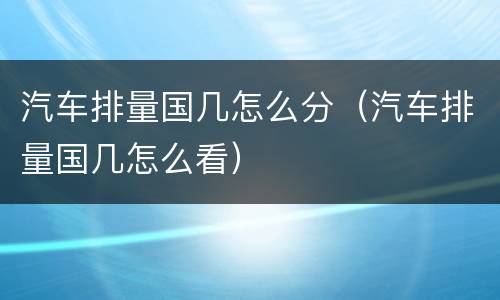 汽车排量国几怎么分（汽车排量国几怎么看）