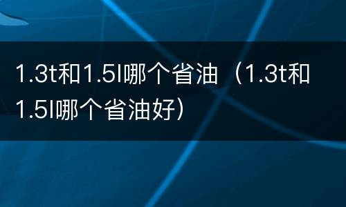 1.3t和1.5l哪个省油（1.3t和1.5l哪个省油好）
