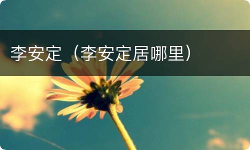 李安定（李安定居哪里）