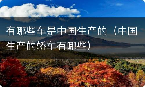 有哪些车是中国生产的（中国生产的轿车有哪些）