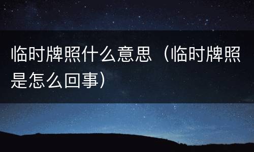 临时牌照什么意思（临时牌照是怎么回事）