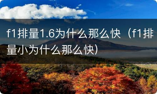 f1排量1.6为什么那么快（f1排量小为什么那么快）