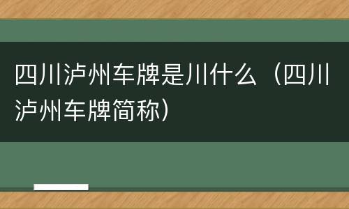 四川泸州车牌是川什么（四川泸州车牌简称）