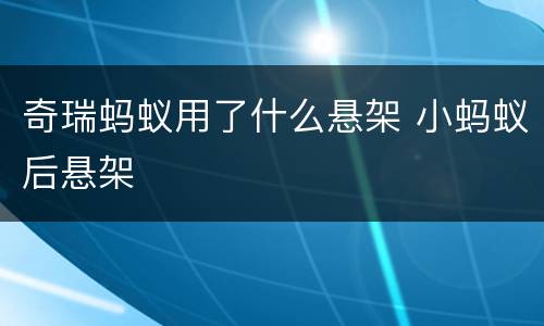奇瑞蚂蚁用了什么悬架 小蚂蚁后悬架