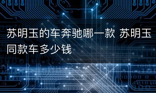 苏明玉的车奔驰哪一款 苏明玉同款车多少钱