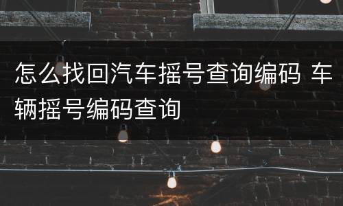 怎么找回汽车摇号查询编码 车辆摇号编码查询