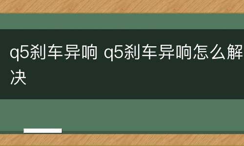 q5刹车异响 q5刹车异响怎么解决