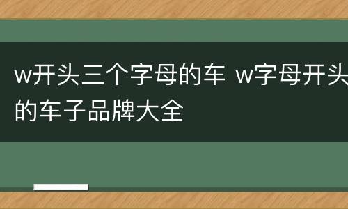 w开头三个字母的车 w字母开头的车子品牌大全