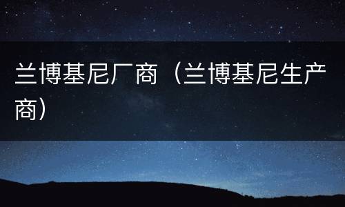 兰博基尼厂商（兰博基尼生产商）