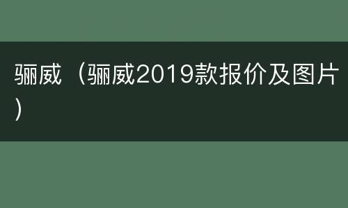 骊威（骊威2019款报价及图片）