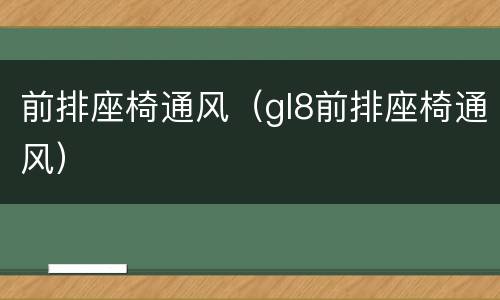 前排座椅通风（gl8前排座椅通风）