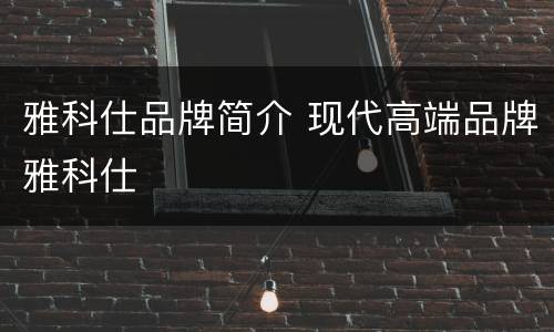 雅科仕品牌简介 现代高端品牌雅科仕