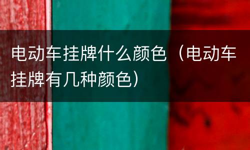 电动车挂牌什么颜色（电动车挂牌有几种颜色）