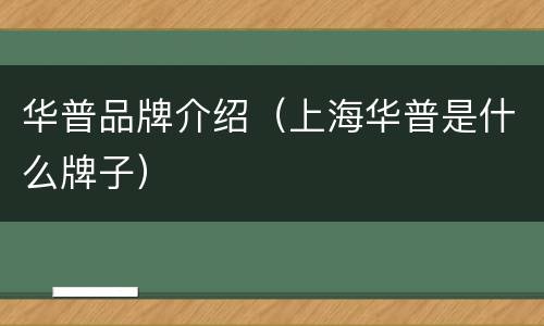 华普品牌介绍（上海华普是什么牌子）
