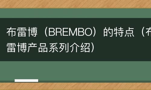 布雷博（BREMBO）的特点（布雷博产品系列介绍）