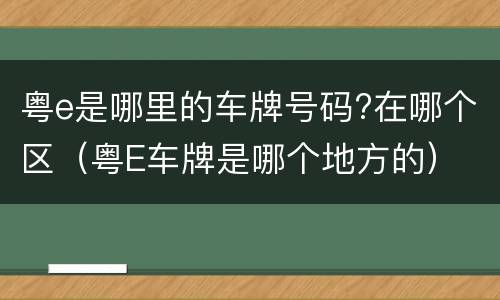 粤e是哪里的车牌号码?在哪个区（粤E车牌是哪个地方的）