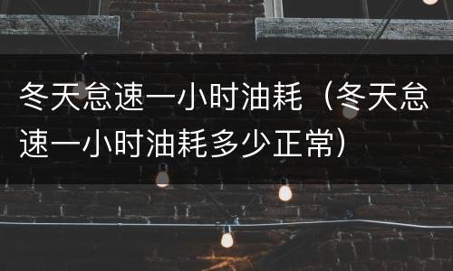 冬天怠速一小时油耗（冬天怠速一小时油耗多少正常）