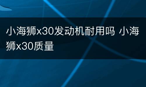 小海狮x30发动机耐用吗 小海狮x30质量