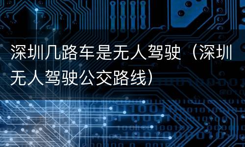 深圳几路车是无人驾驶（深圳无人驾驶公交路线）
