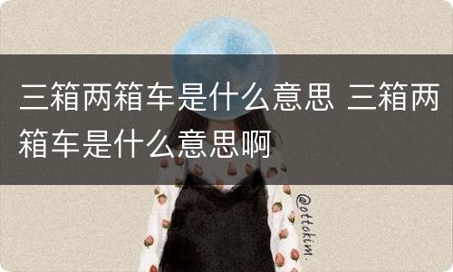 三箱两箱车是什么意思 三箱两箱车是什么意思啊