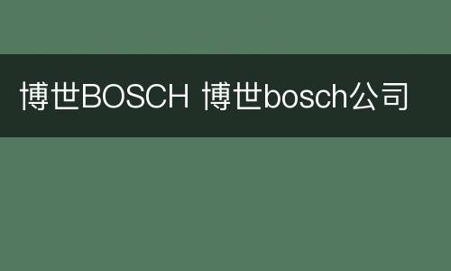 博世BOSCH 博世bosch公司