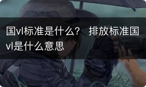国vl标准是什么？ 排放标准国vl是什么意思