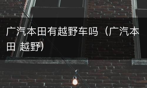 广汽本田有越野车吗（广汽本田 越野）