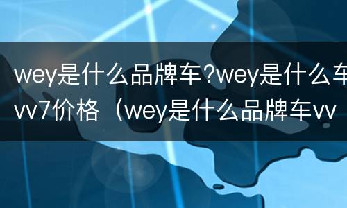 wey是什么品牌车?wey是什么车vv7价格（wey是什么品牌车vv6）