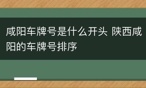 咸阳车牌号是什么开头 陕西咸阳的车牌号排序