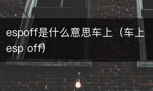 espoff是什么意思车上（车上esp off）