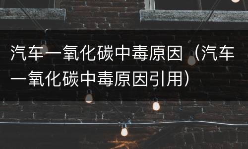 汽车一氧化碳中毒原因（汽车一氧化碳中毒原因引用）