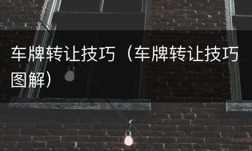 车牌转让技巧（车牌转让技巧图解）