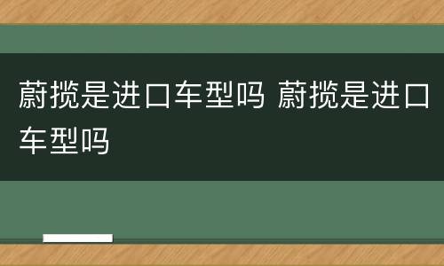 蔚揽是进口车型吗 蔚揽是进口车型吗