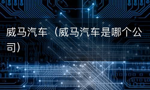 威马汽车（威马汽车是哪个公司）
