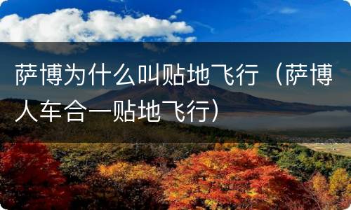 萨博为什么叫贴地飞行（萨博人车合一贴地飞行）
