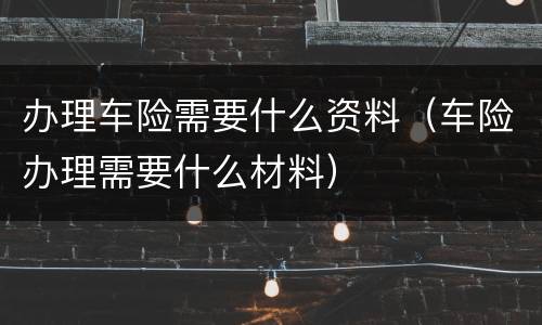 办理车险需要什么资料（车险办理需要什么材料）